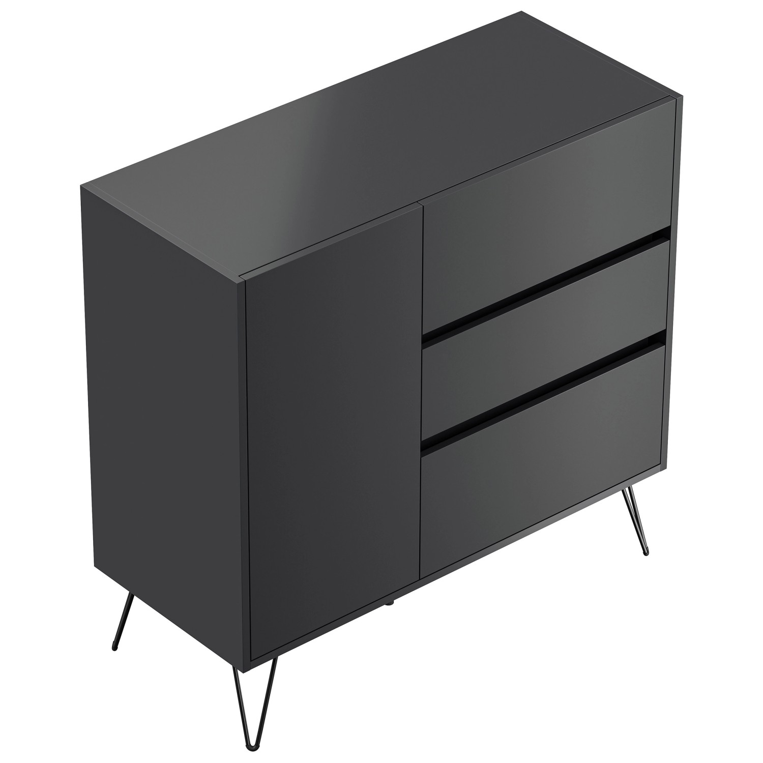 Posseik Sideboard Industrial L 3 Schubladen 1 Tür 100 cm Grafit günstig online kaufen