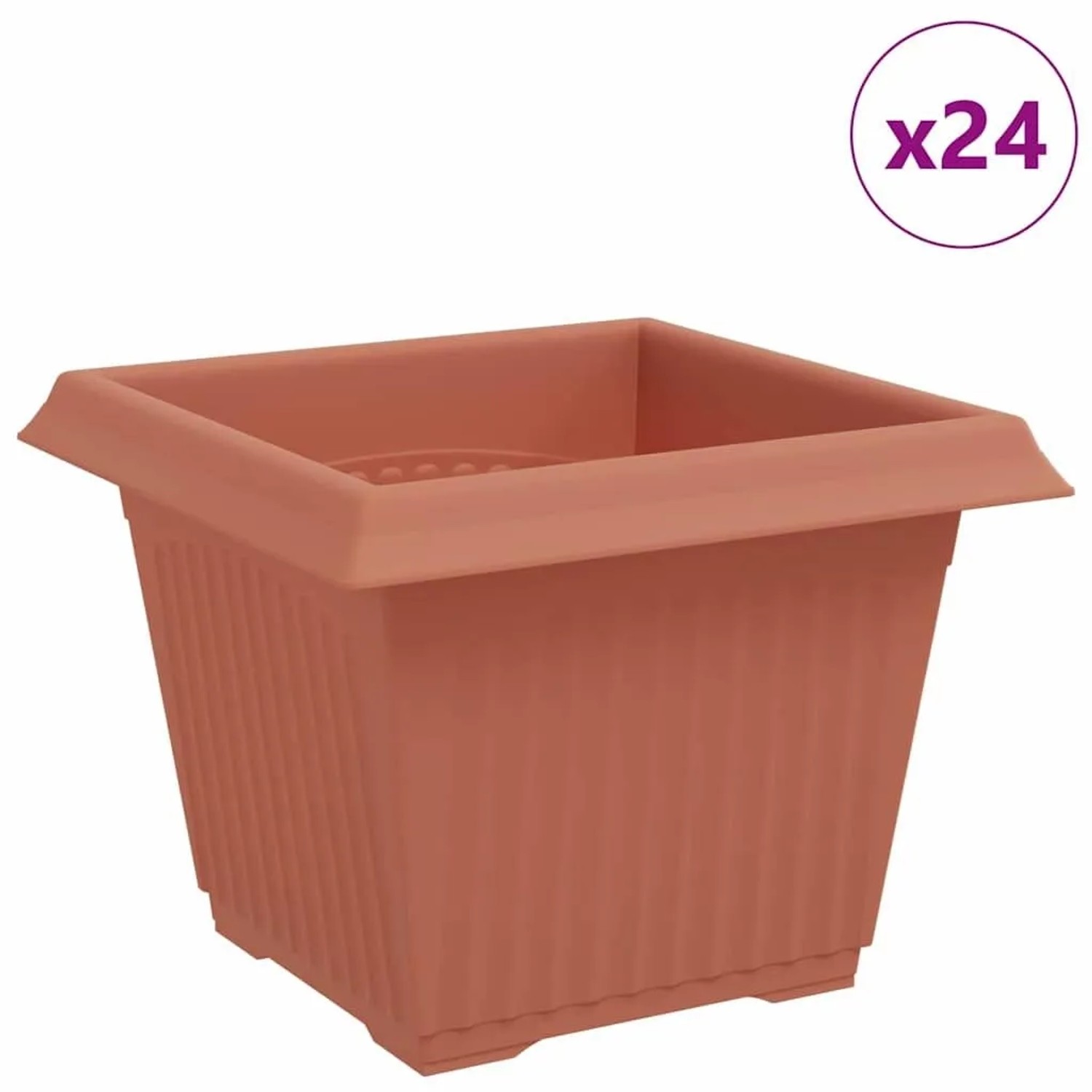 vidaXL Quadratischer Blumentopf 24 Stk Ziegelrot 23 x 23 x 17,5 cm 42020343