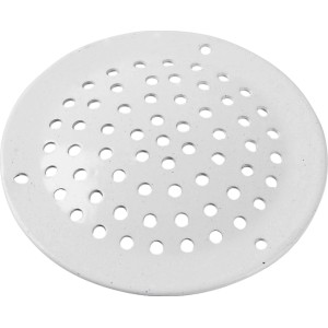 Rundes, weißes Lüftungsblech aus Aluminium, 50 mm Durchmesser, mit Löchern.