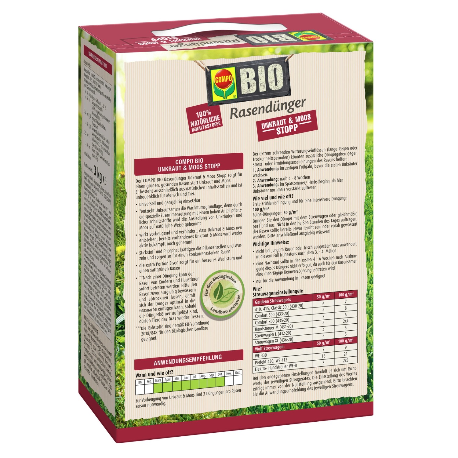 Compo Bio-Rasendünger Unkraut & Moos Stopp 3 kg günstig online kaufen