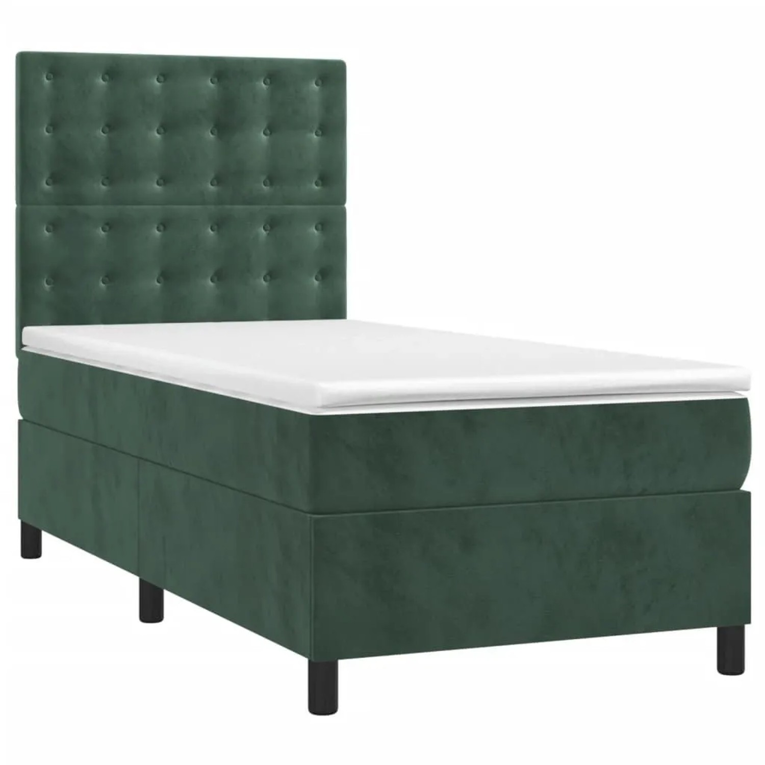 vidaXL Boxspringbett mit Matratze Dunkelgrün 90x190 cm Samt 3143238 günstig online kaufen