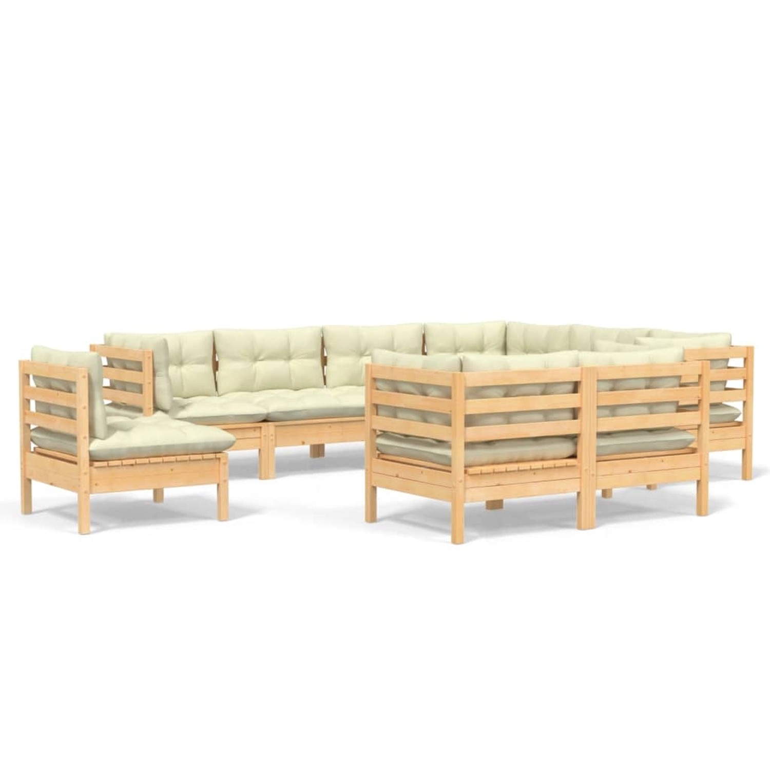 vidaXL 9-tlg Garten-Lounge-Set mit Creme Kissen Massivholz Kiefer Modell 14