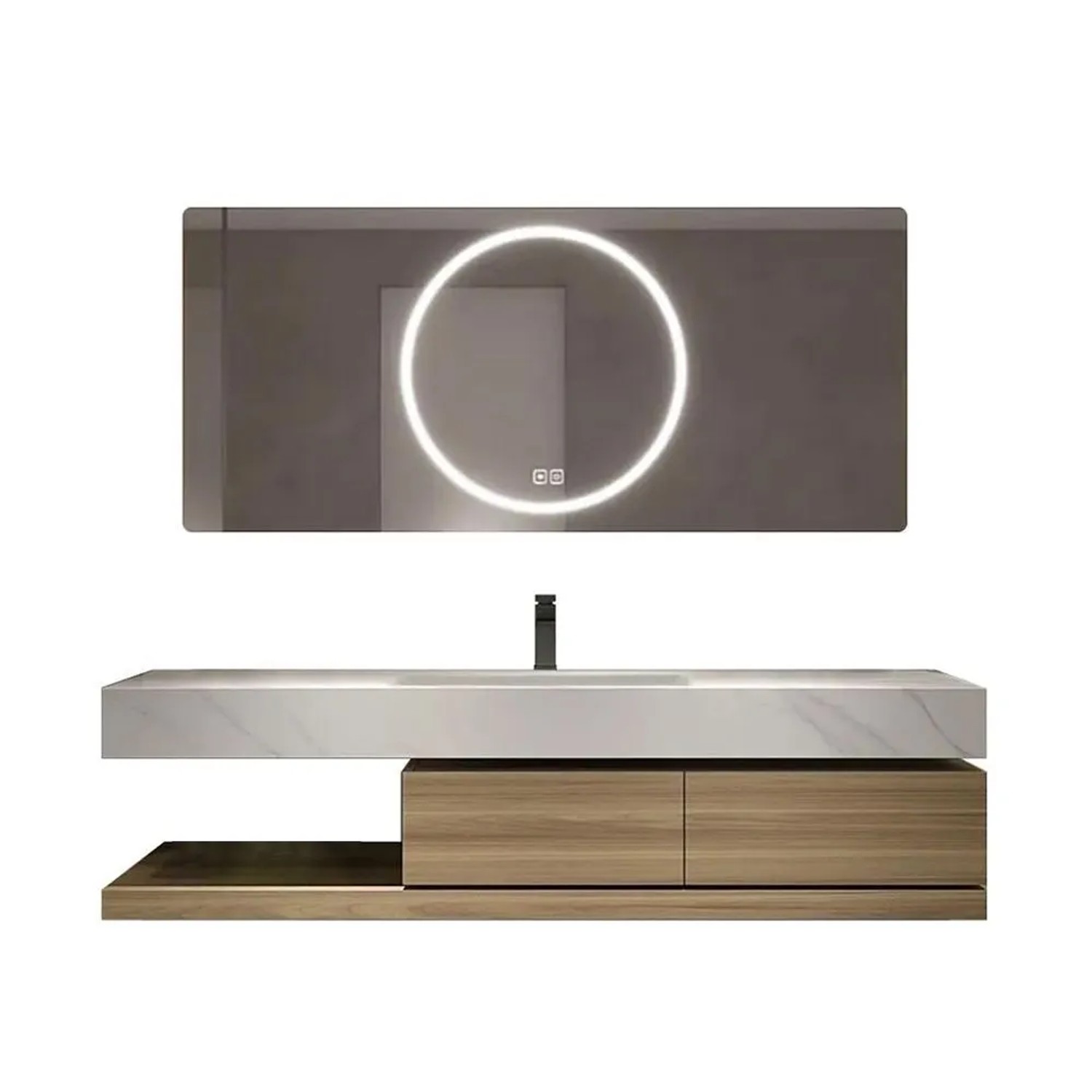 360Home Waschbecken Aus Keramik Mit Schrank Und LED Spiegel Für Das Badezimmer RW2032140K
