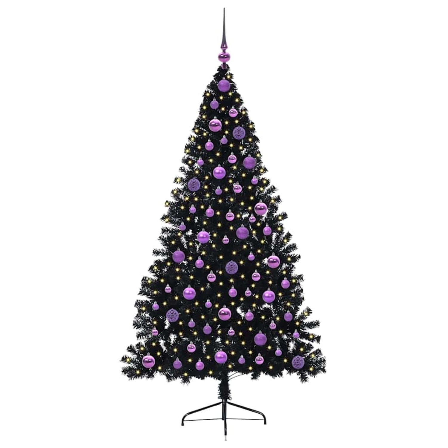 vidaXL Künstlicher Vorbeleuchteter Weihnachtsbaum Schwarz 180 cm PVC 3397147