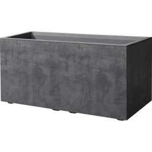 Anthrazitfarbener Deroma Pflanzkasten Millennium, 79x39x39 cm, in Steinoptik. Ideal für Innen- und Außenbereich.