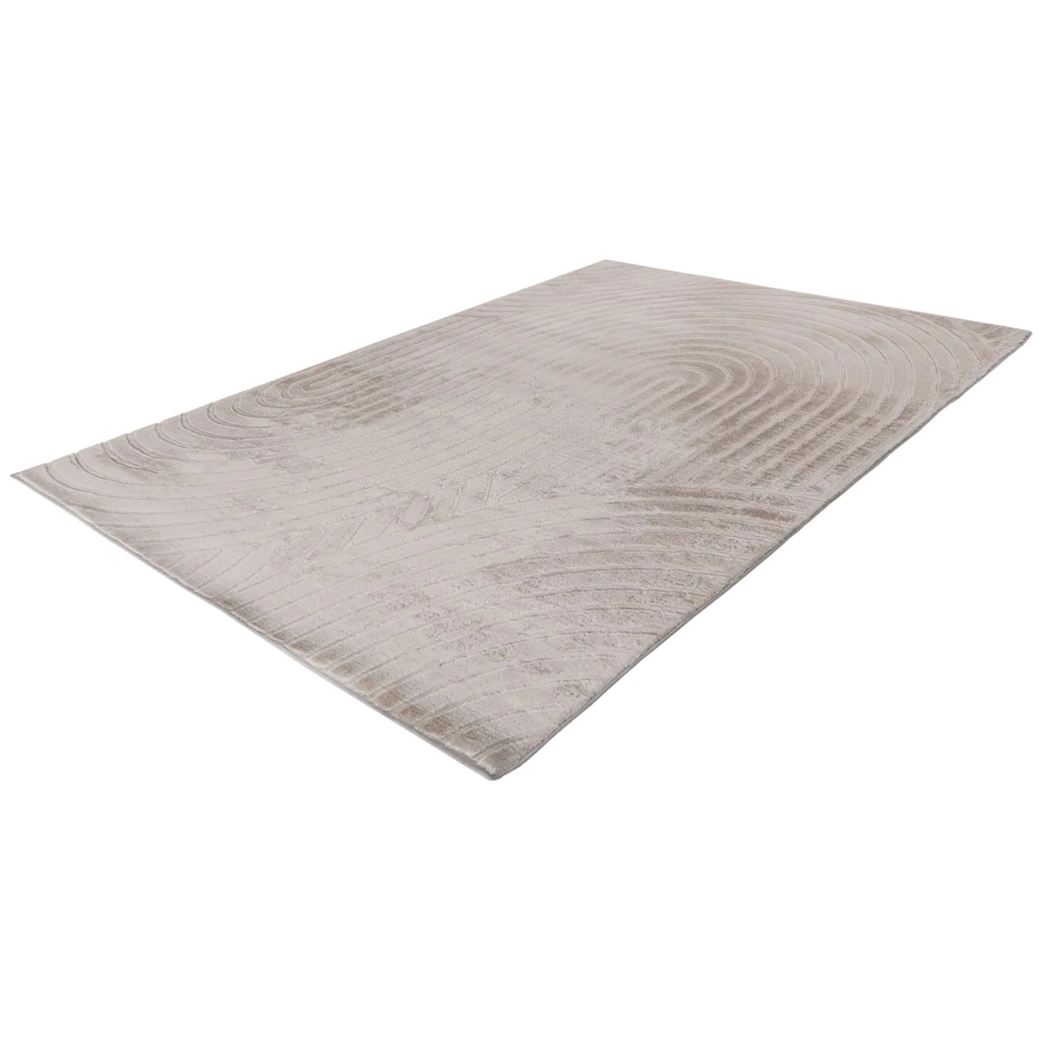 Lalee Kurzflorteppich Comfort 501, Light Taupe, 80x150 cm mit modernem 3D Effekt Muster.