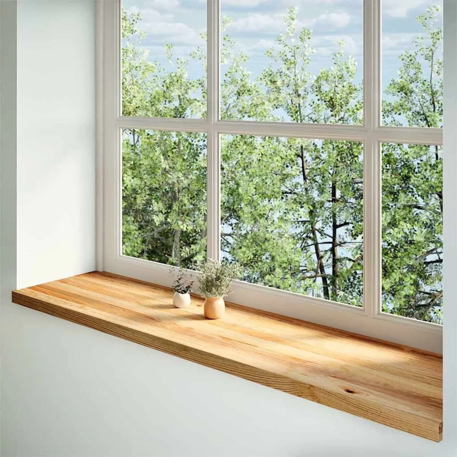 vidaXL Fensterbänke 2 Stk Hellbraun 160x40x2 cm Massivholz Eiche 4009164_2