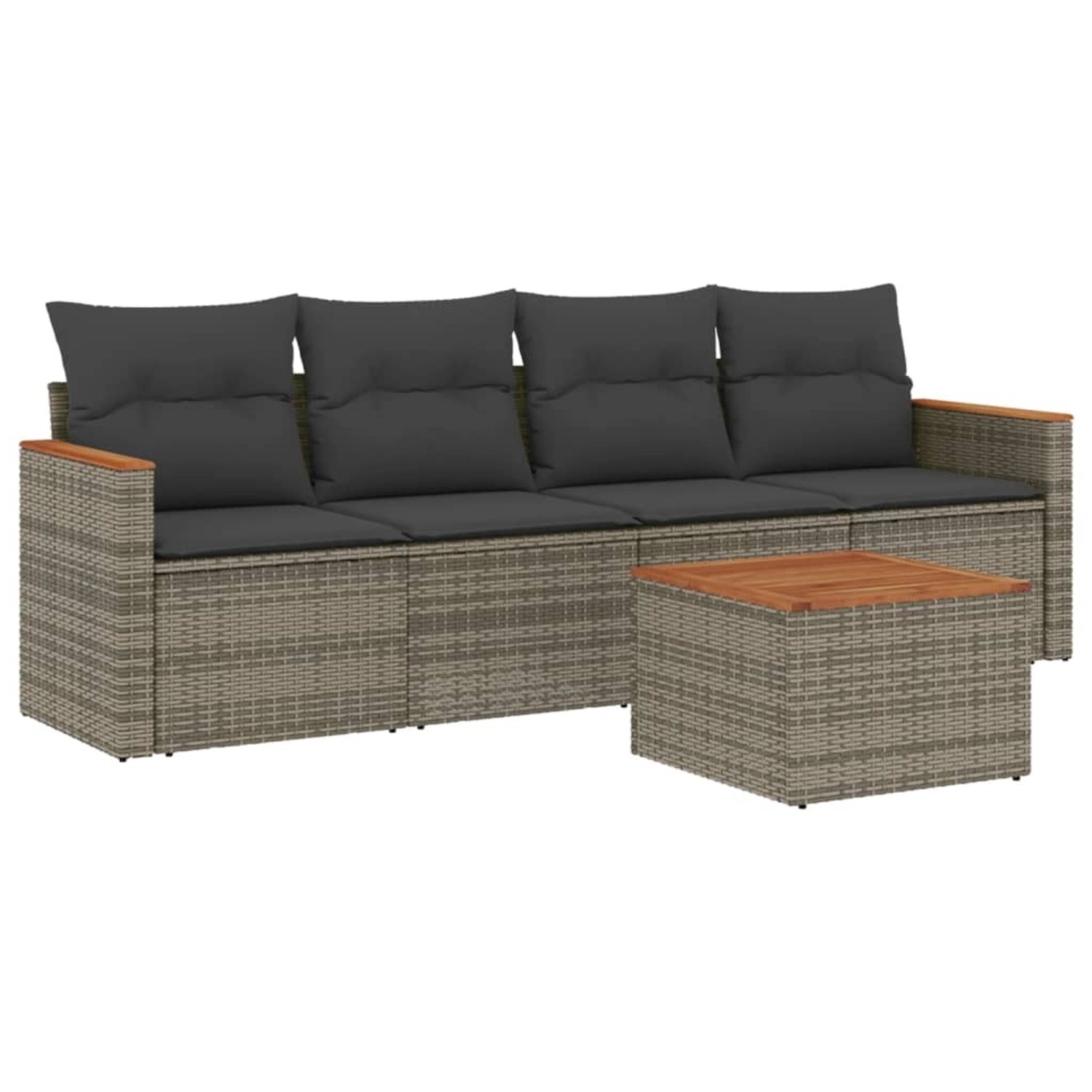 vidaXL 5-Tlg Garten-Sofagarnitur mit Kissen Grau Poly Rattan 3225780 günstig online kaufen