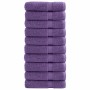 Stapel lila Premium-Handtücher, 10 Stück, 50x100cm, 600 g/m², 100% Baumwolle.