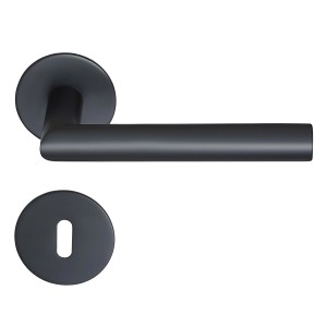 MeinTürgriff Drückergarnitur Toulouse Flachrosette Schwarz Matt Türdrücker BB