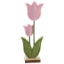 Rosa-grüner Deko-Aufsteller: Tulpe aus Filz und Holz, 19,5 cm hoch, für Ostern.