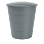 Graue Waterform Regentonne Smooth, 510 l, mit Deckel. Ideal zur Regenwassernutzung im Garten.