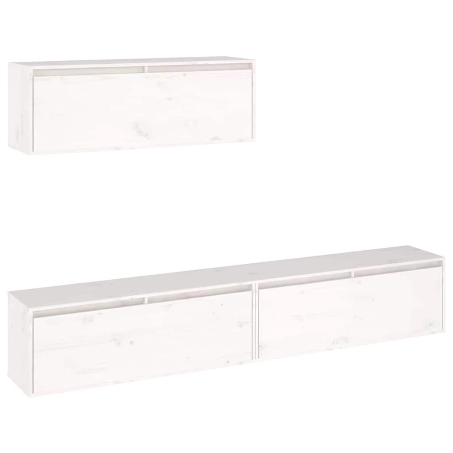 vidaXL 3-Tlg TV-Schrank-Set Weißes Massivholz Kiefer 3100140