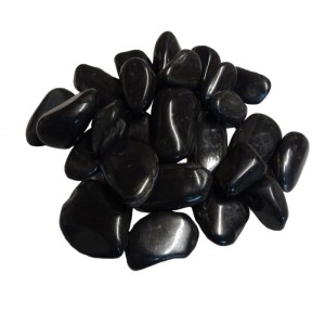 Aquagart 20kg Polierter Kiesel Glanzkies Flusskiesel Kieselsteine Gartenkies Zierkies Schwarz