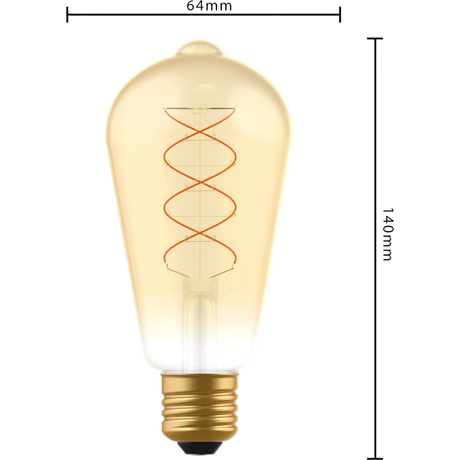 E27 LED-Leuchtmittel ST64, 4W, extra warmweiß, dimmbar, mit gewundenem Filament.