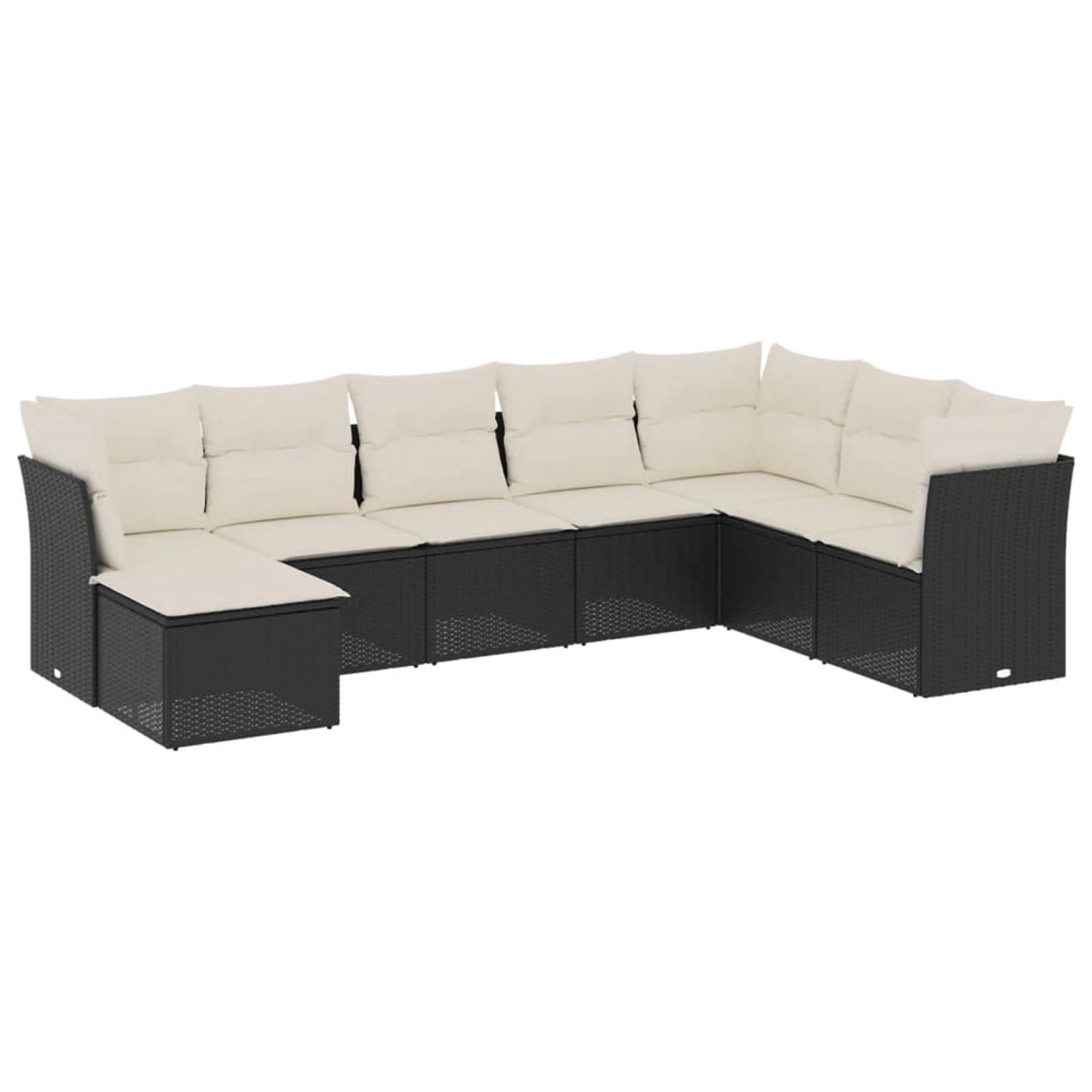 vidaXL 8-Tlg Garten-Sofagarnitur mit Kissen Schwarz Poly Rattan 3249885 günstig online kaufen