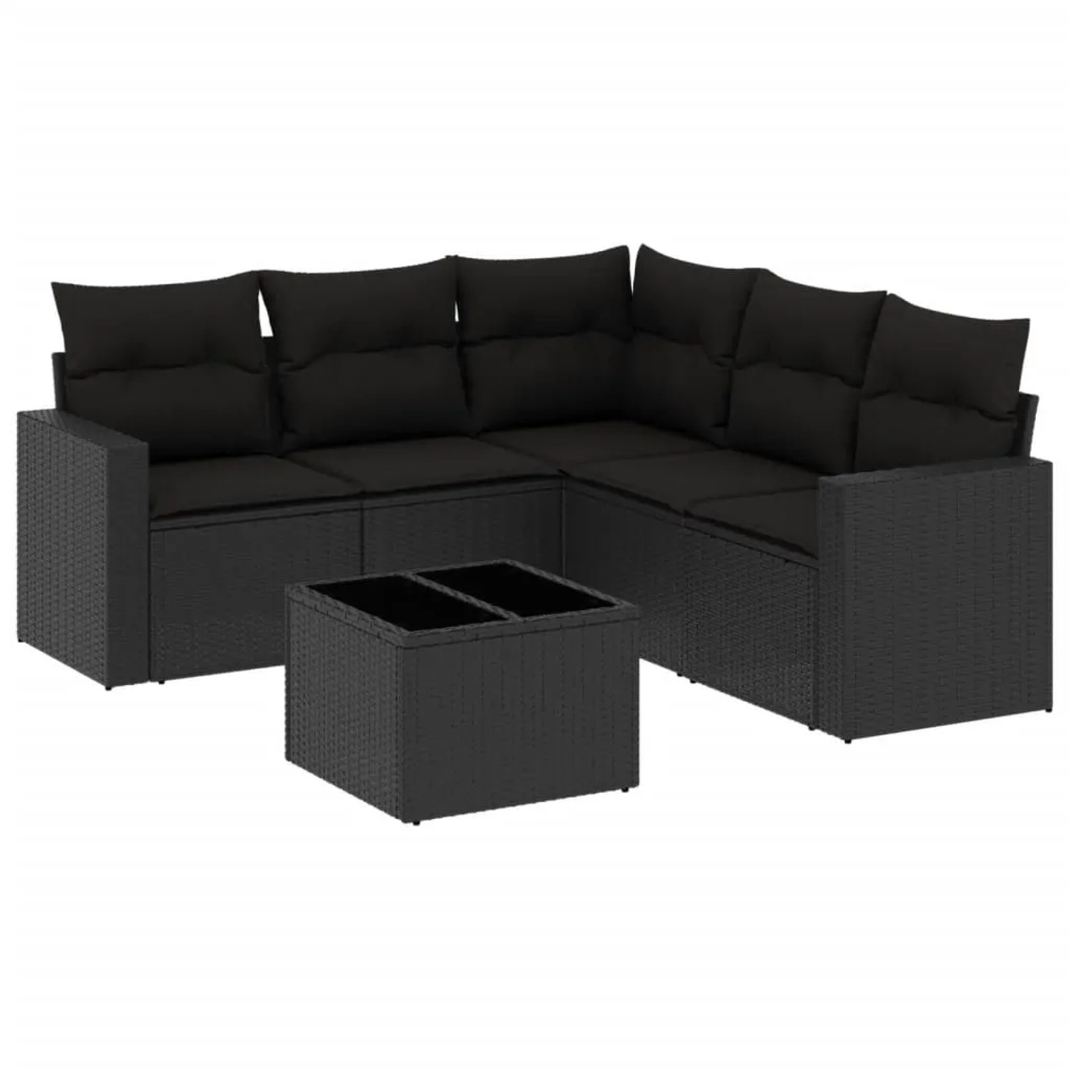 vidaXL 6-Tlg Garten-Sofagarnitur mit Kissen Schwarz Poly Rattan 3251292 günstig online kaufen