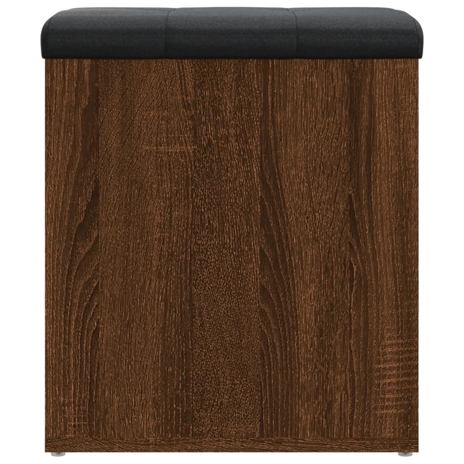 vidaXL Sitzbank mit Stauraum, braune Eiche, Möbel mit schwarzem Sitzkissen.