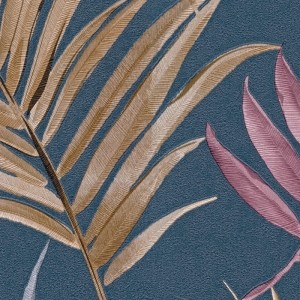 AS Creation Vliestapete mit Palmen in Blau und Rosa. Dekorative Tapete mit Palmenmuster.