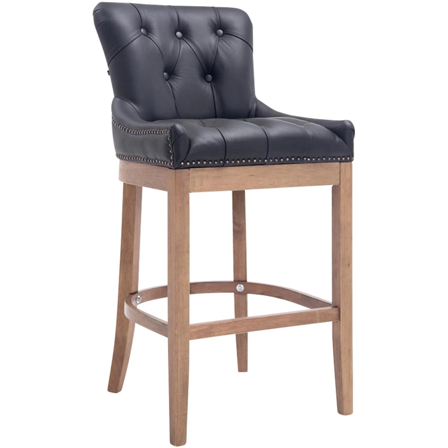 DELUKE Barhocker KAGAD Echtleder Schwarz 55x57x109cm Braun Barstuhl Mit Lehne Tresenhocker Tresenstuhl