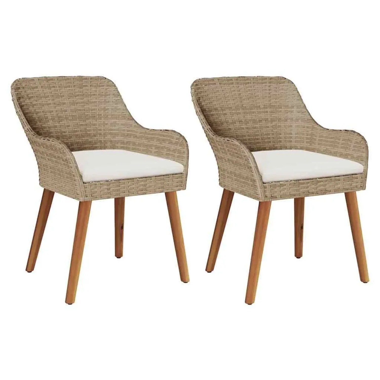 DELUKE Gartenstuhl EGOS 2er Set Poly-Rattan 62,5x55x82cm Mit Polster Beige Gartenstuhl Rattan Outdoorstühle Balkonstühle