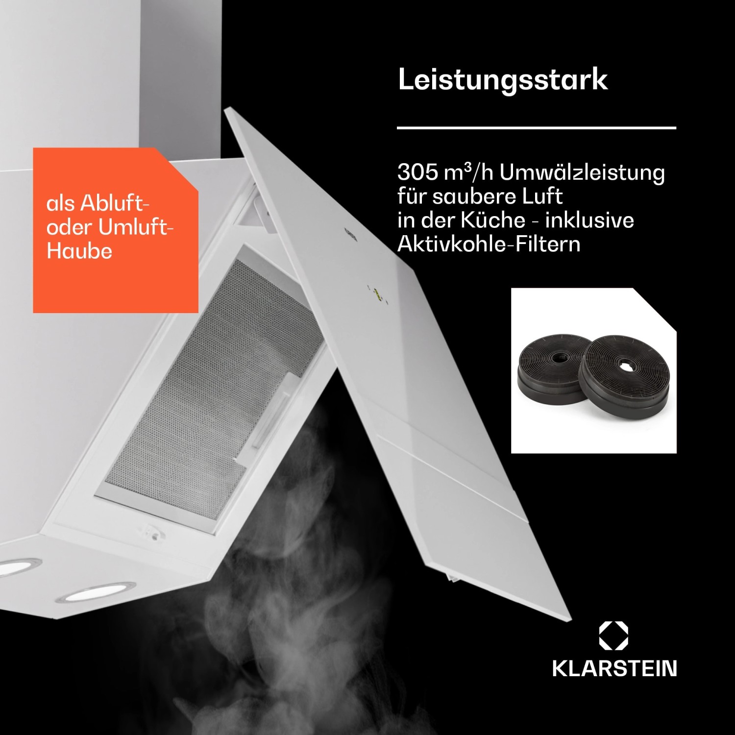 Klarstein Laurel 60 Dunstabzugshaube 60cm Abluft 247 m³/h LED Touch Weiß_3