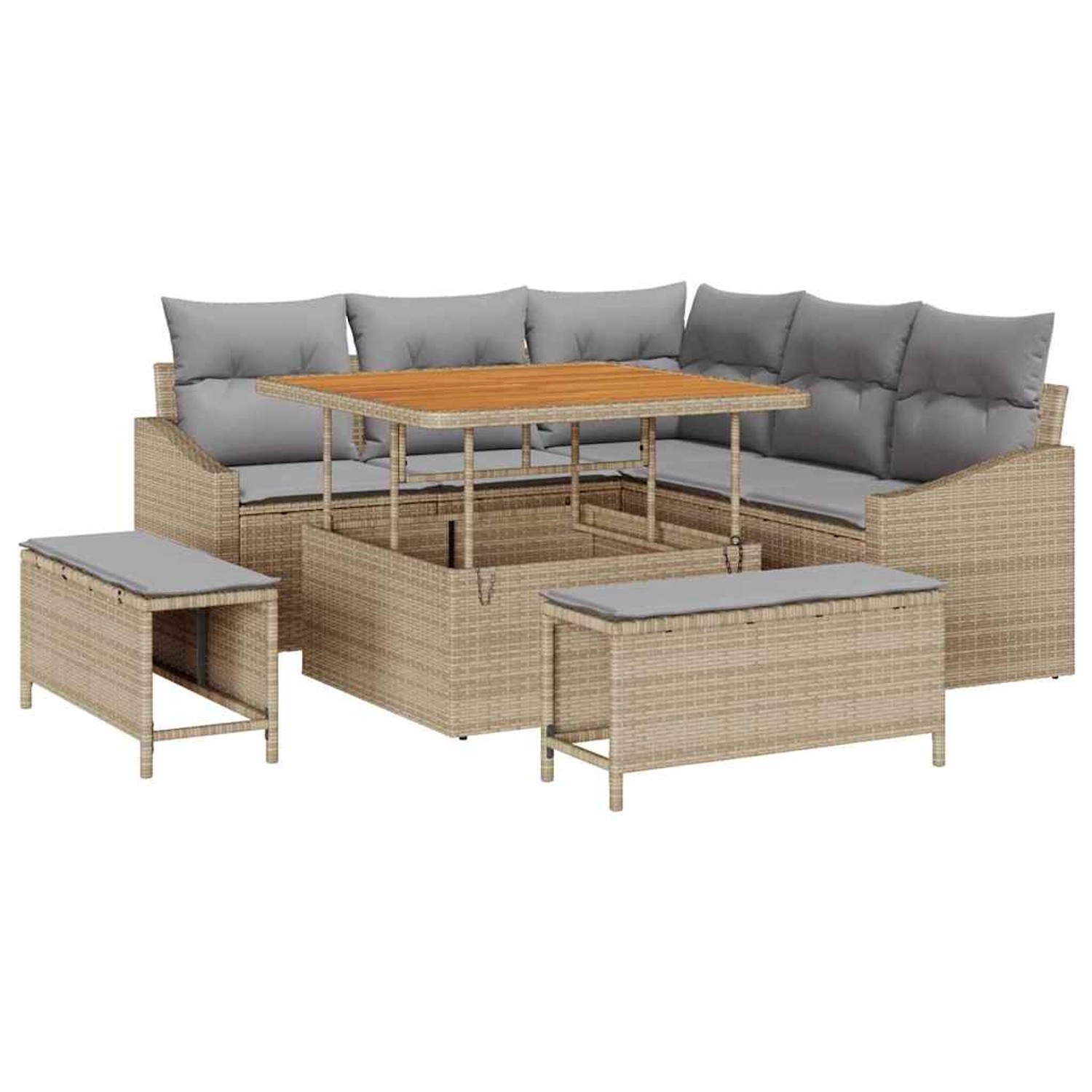 vidaXL 8-Teiliges Garten-Sofaset mit Kissen in Beige aus Poly Rattan 336264 günstig online kaufen