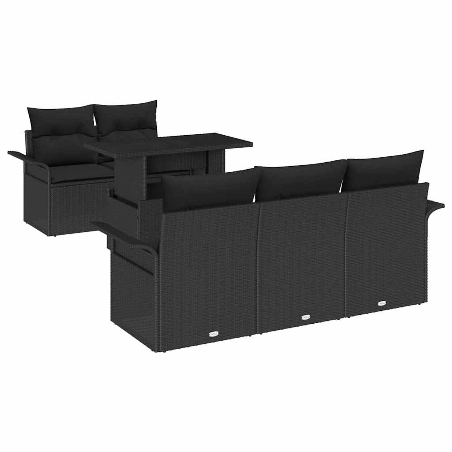 vidaXL Garten-Sofa-Set mit Kissen 6-Tlg Schwarz Poly Rattan 3348199 günstig online kaufen