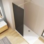 AICA Walk In Dusche mit Goldrahmen, Rauchglas und Stabilisator. Duschwand 110x200cm.