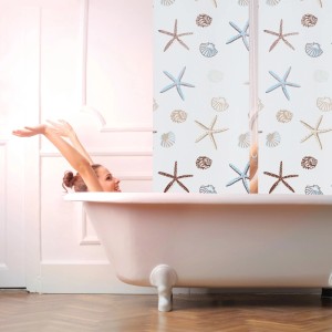 Relaxdays Duschrollo Kunststoff Aluminium Semitransparent Bedruckt Wasserabweisend Schnelltrocknend 60 cm x 240 cm 0,36 kg