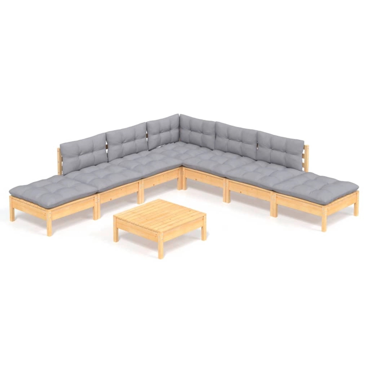 vidaXL 8-Tlg Garten-Lounge-Set mit Grauen Kissen Kiefernholz 3096327 günstig online kaufen