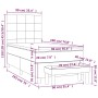 Schwarzes Boxspringbett 90x190 cm mit Matratze und Bank, Stoffbezug.