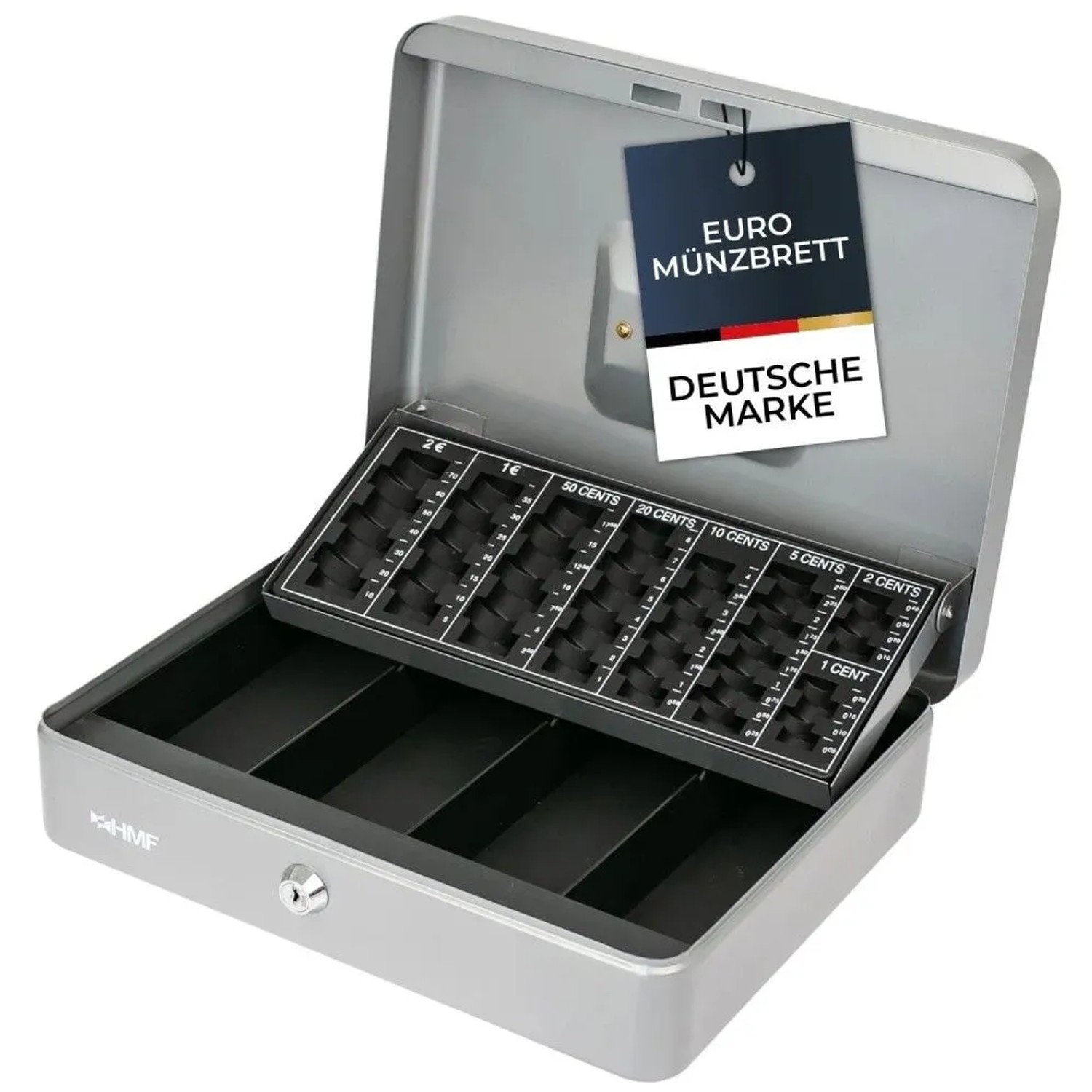 HMF 4215-09 Geldkassette Münzzählbrett 30 x 24 x 8 cm Silber