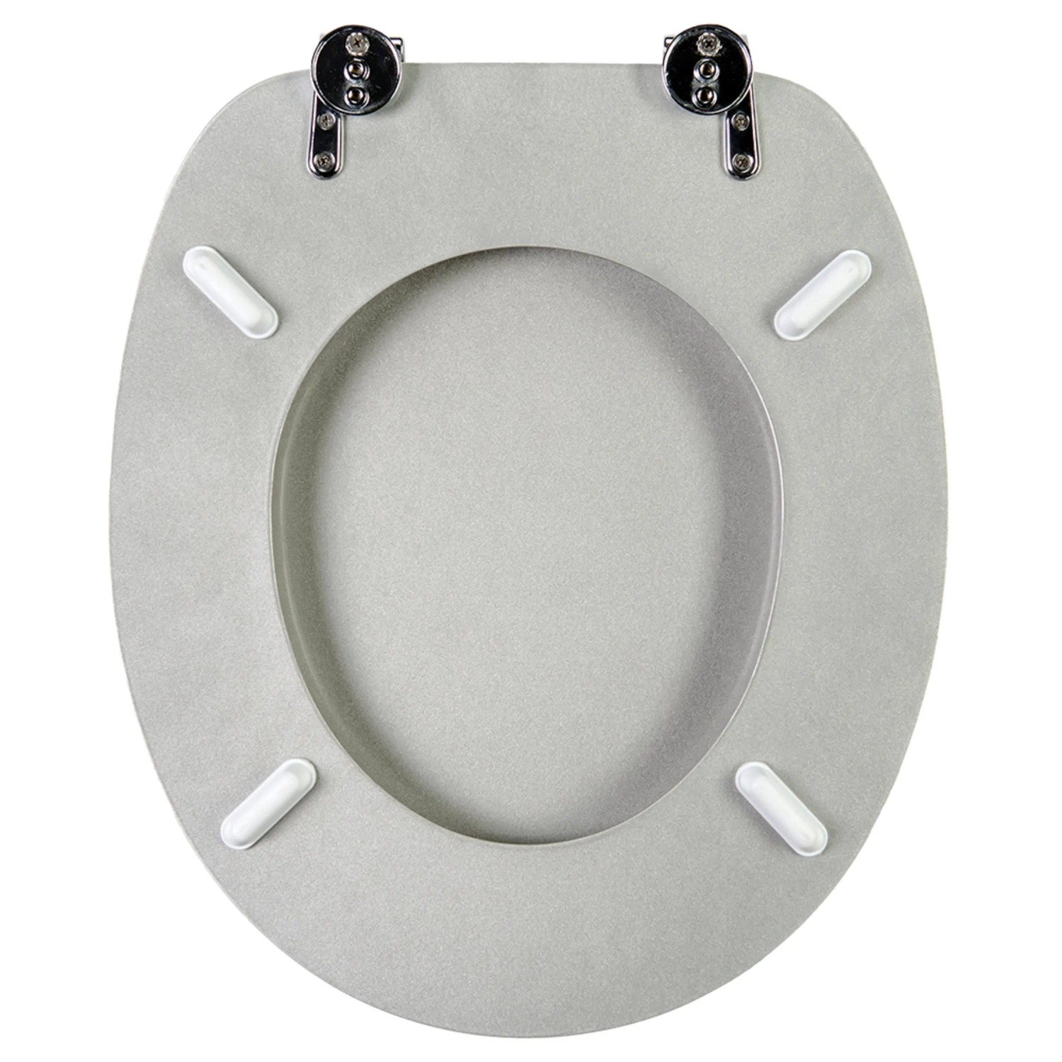 Sanilo WC-Sitz Glitzer Silber aus Holz, Toilettendeckel mit silbernem Glitzer
