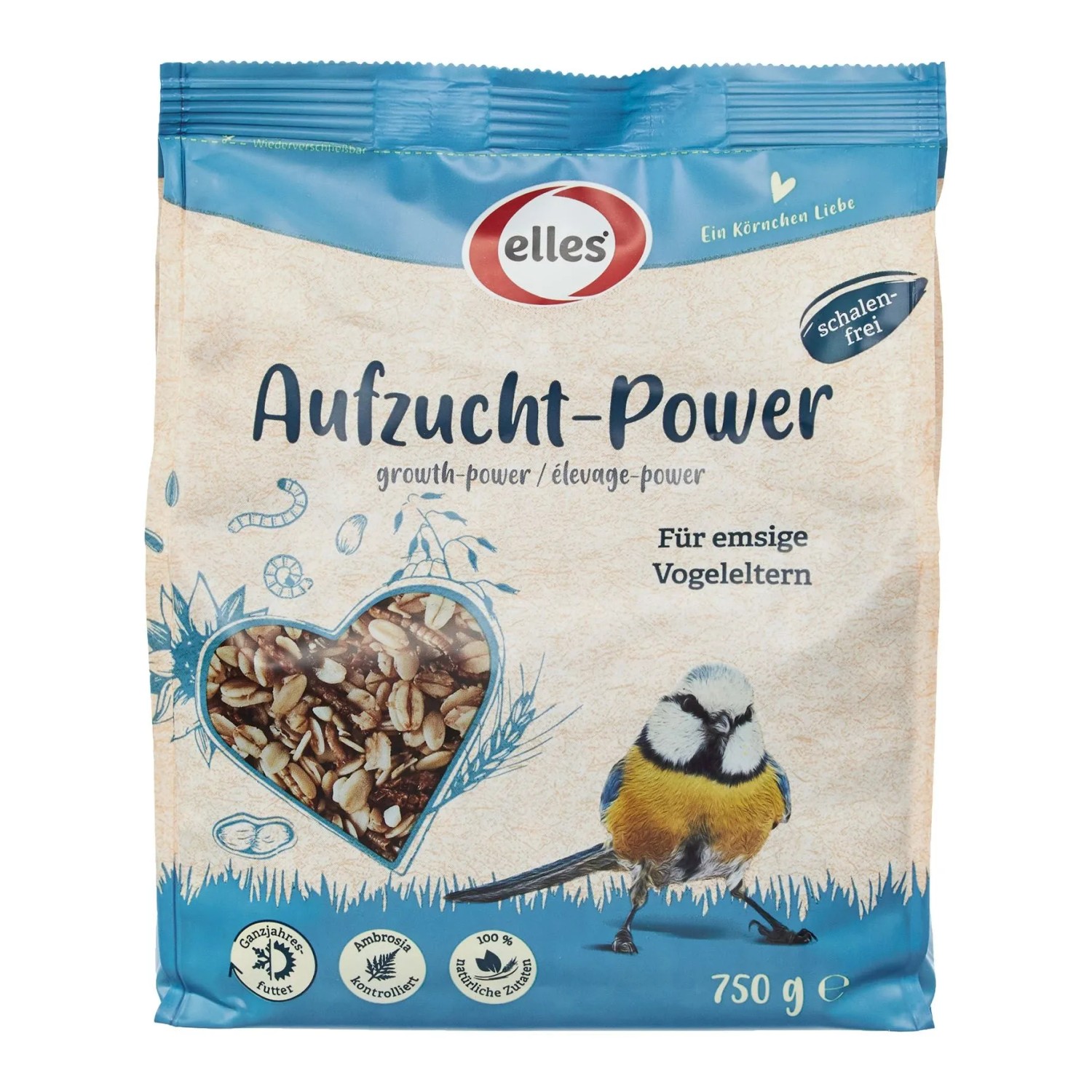 Elles Ergänzungsfutter Aufzucht-Power für Wildvögel 750 g