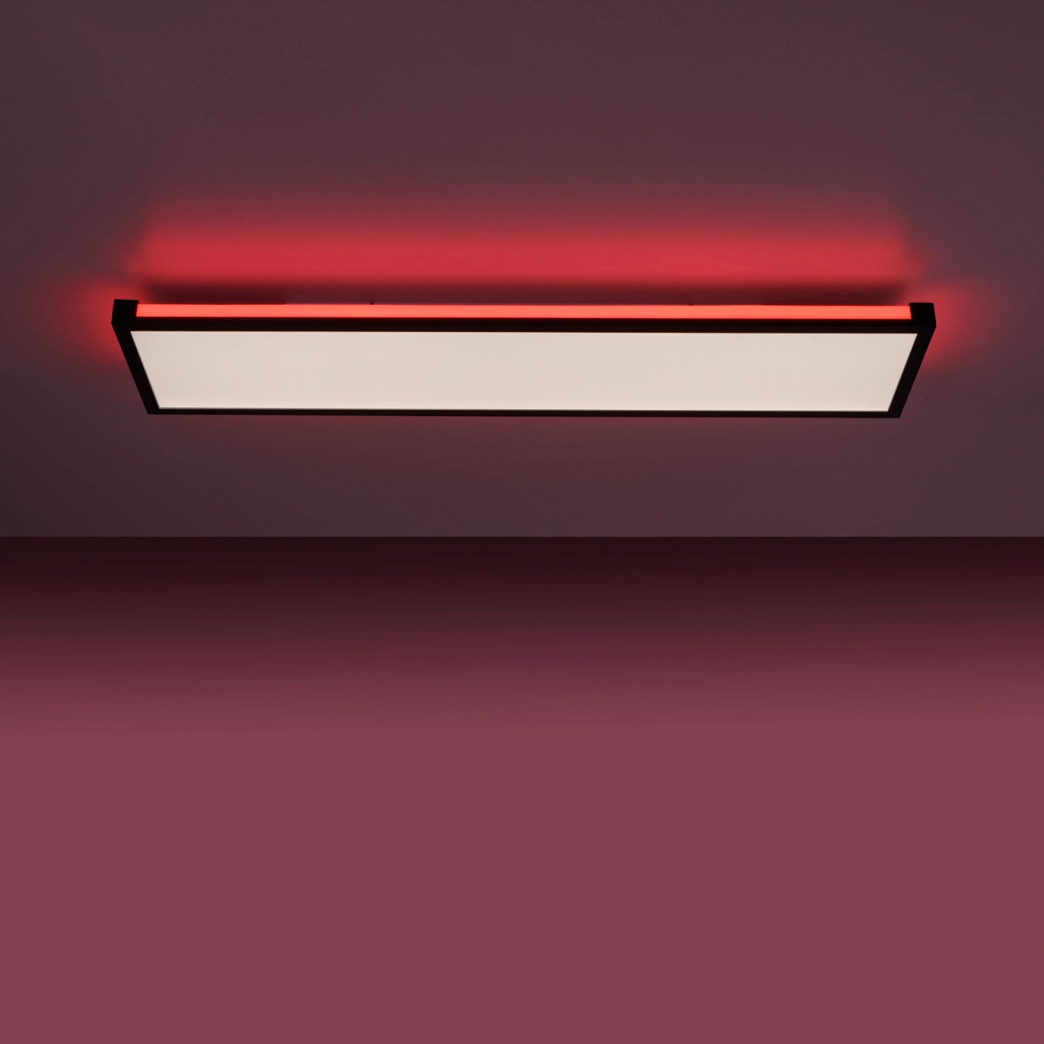 LED-Deckenleuchte Mario Schwarz, 100x25cm, mit RGB-Beleuchtung.