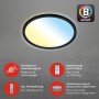 Schwarze Brilo WiFi LED Deckenleuchte Slim Smart mit Farbwechsel und App-Steuerung.