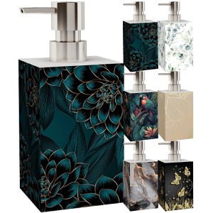 SANILO Seifenspender Dahlien und weitere Designs, Kunststoff, ca. 320ml Füllmenge.