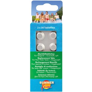 Summer Fun Nachfülltabletten für Pooltester, 2 x 30 Stück zur Sauerstoff/pH-Wert-Kontrolle.