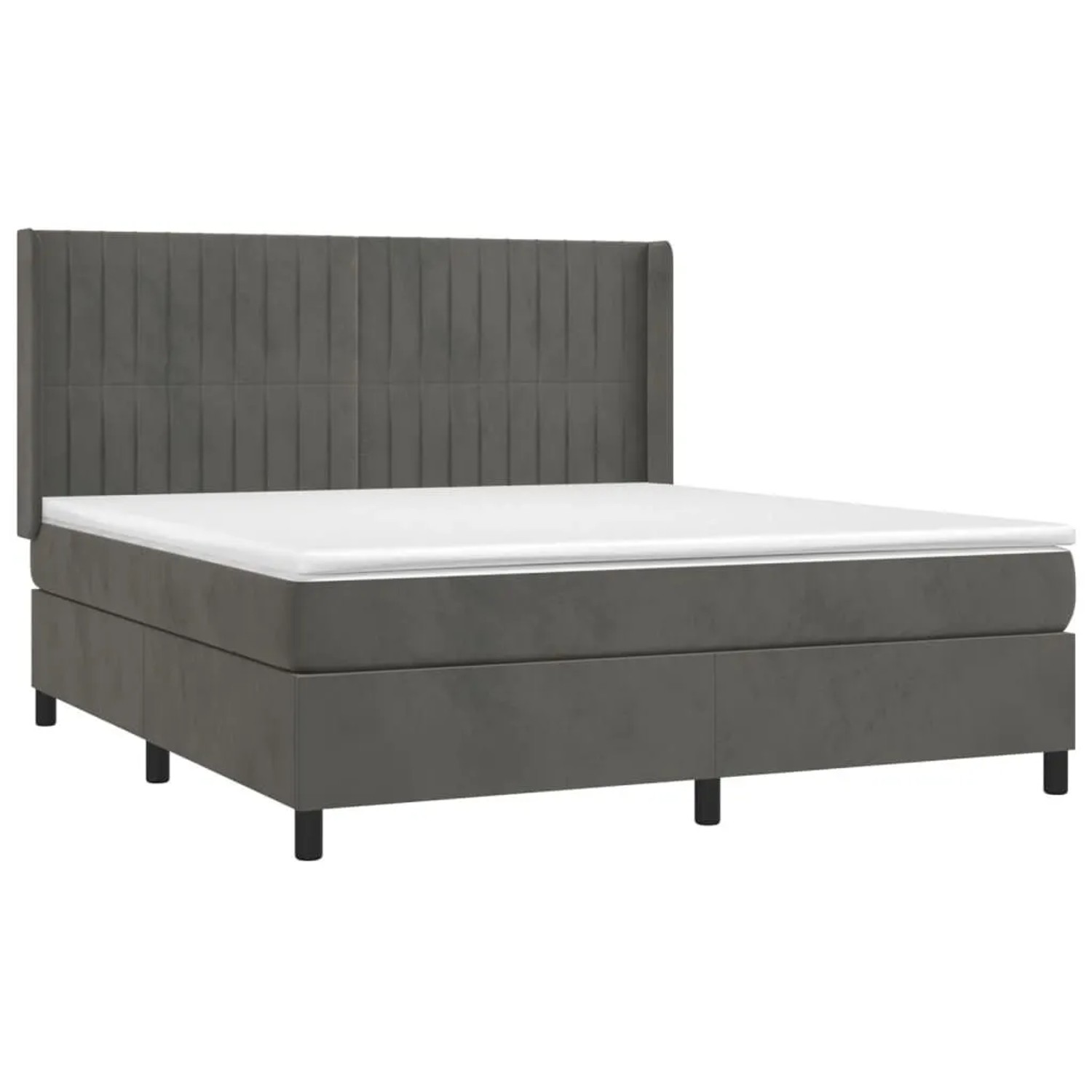 vidaXL Boxspringbett mit Matratze & LED Dunkelgrau 160x200 cm Samt 3139692 günstig online kaufen