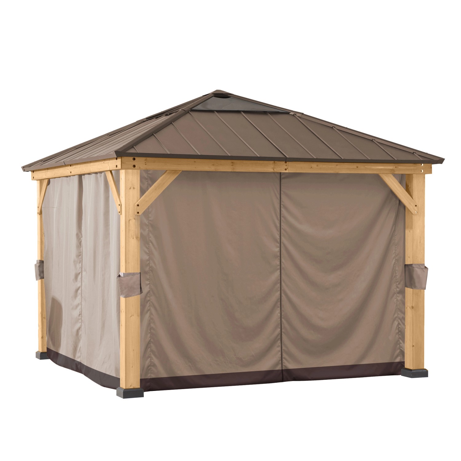 Sunjoy Zedernholz Gazebo Vorhang 273 cm x 273 cm Khaki günstig online kaufen