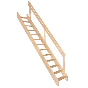 Minka Wangentreppe Boras, Fichte unbehandelt, mit einseitigem Holzgeländer.