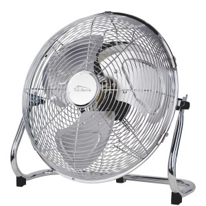 TroniTechnik Bodenventilator Windmaschine, 70W, ⌀35cm, drei Geschwindigkeitsstufen, silberfarben.