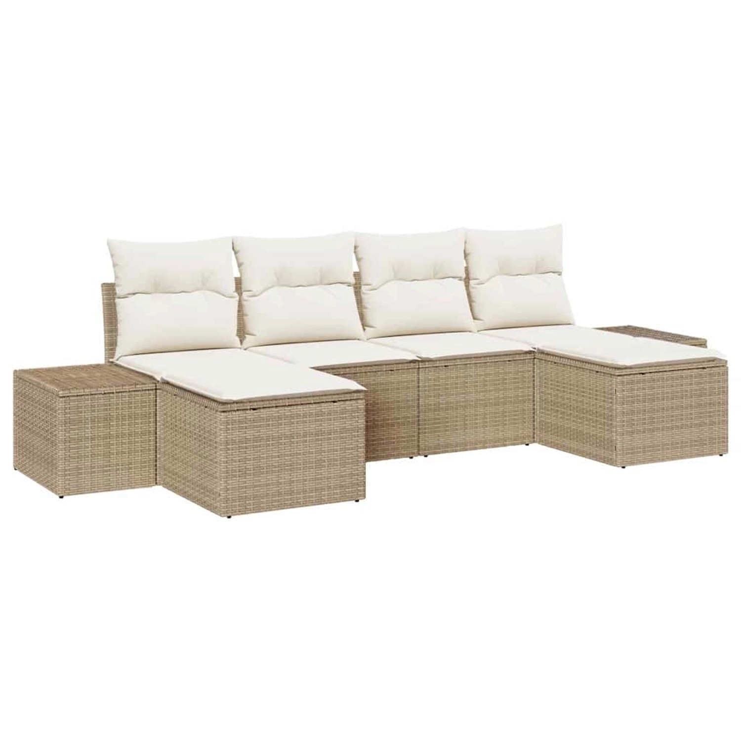 vidaXL Garten-Sofa-Set mit Kissen 6-Tlg Beige Poly Rattan 3347171 günstig online kaufen
