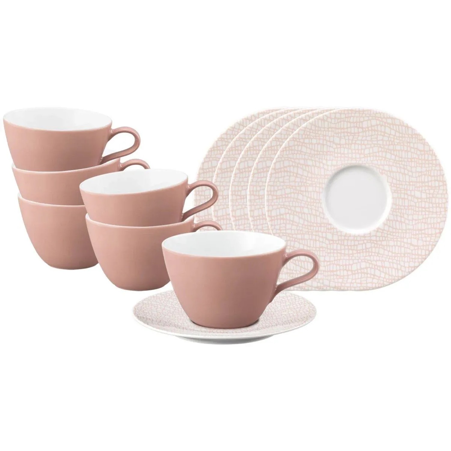 Seltmann Weiden Life Fashion Milchkaffeetasse mit Untertasse 370 ml 6er Set Posh Rose