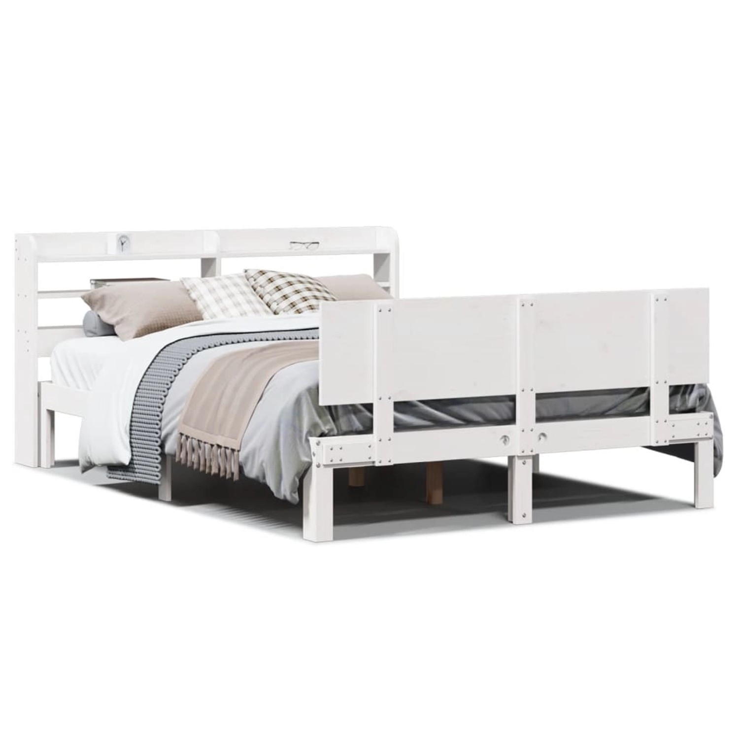 vidaXL Bettgestell mit Kopfteil ohne Matratze Weiß 135x190 cm 3306818 günstig online kaufen