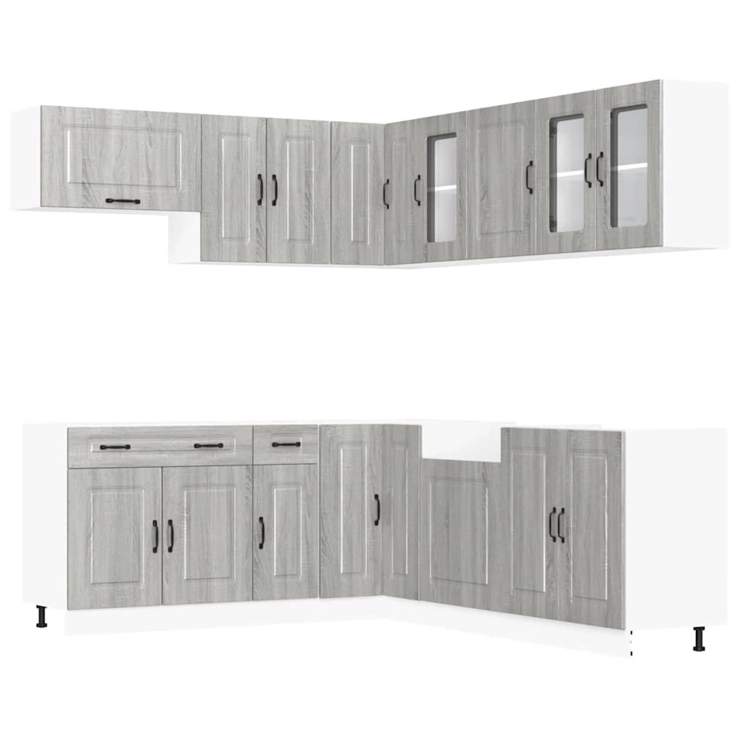 vidaXL 11-Tlg Küchenschrank-Set Kalmar Grau Sonoma Holzwerkstoff 3314917 günstig online kaufen