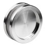Runder SOTECH Schiebetürgriff RANA aus gebürstetem Edelstahl, Ø64 mm, für Glastüren. Modernes Design.