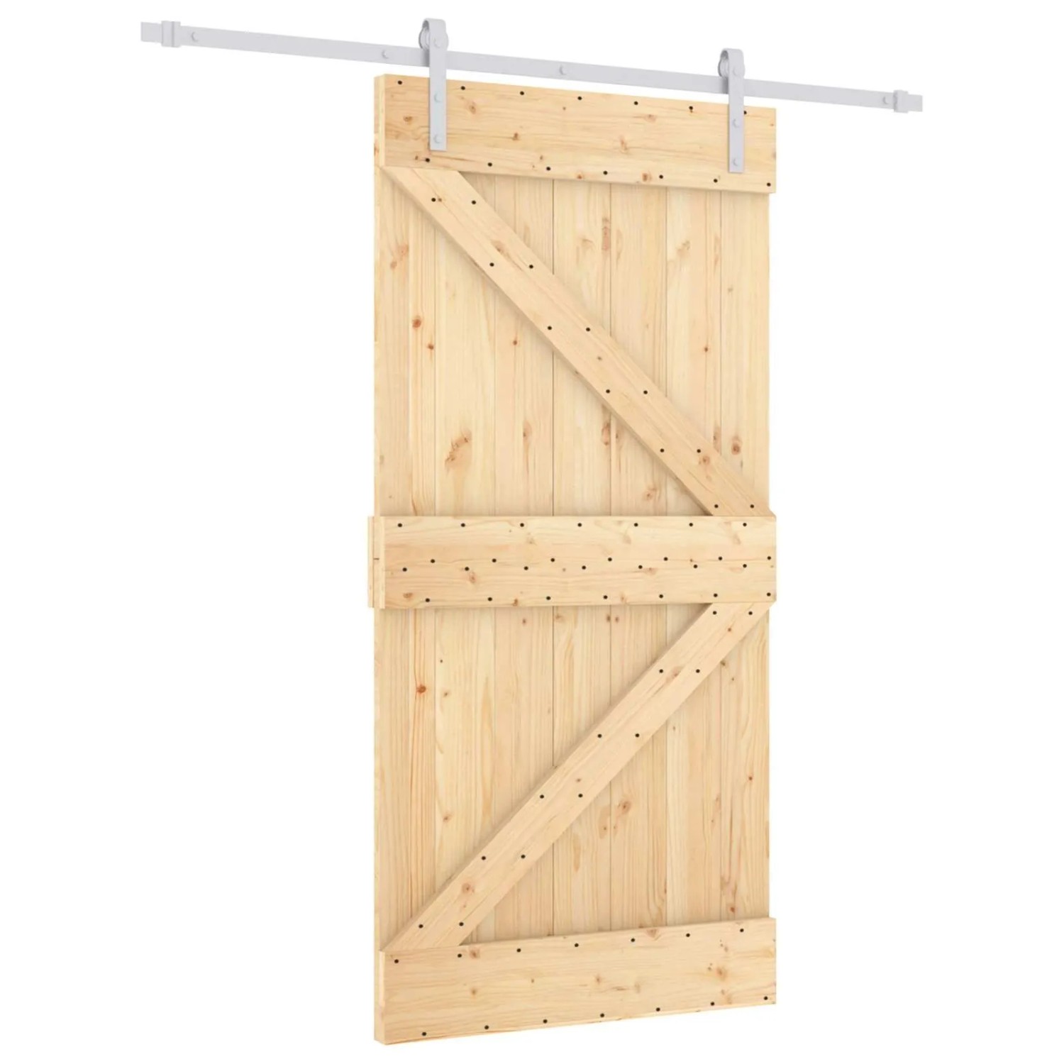 vidaXL Schiebetür Natur und Weiß 100 x 210 cm Massives Kiefernholz 3444950