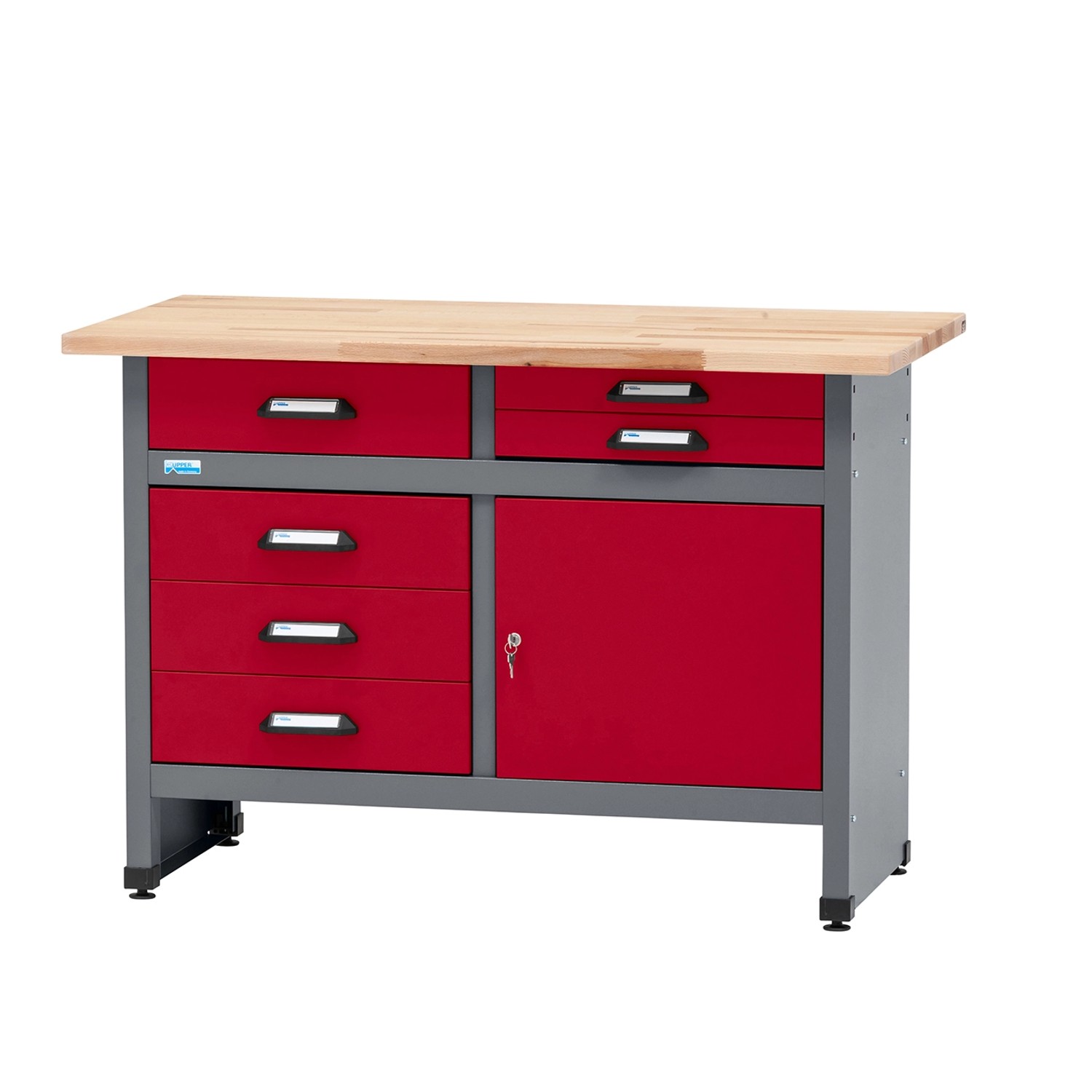 Küpper Werkbank Eintürig mit 6 Schubladen 84 x 120 x 60 cm Dunkelrot günstig online kaufen